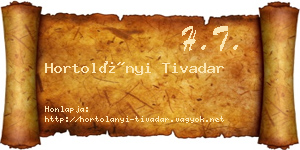 Hortolányi Tivadar névjegykártya